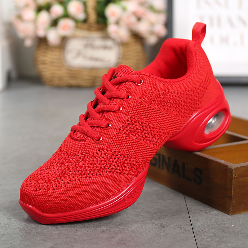 Picture of New soft-soled square dance shoes adult sailor jazz shoes dance shoes fly woven mesh hollow dance shoes women