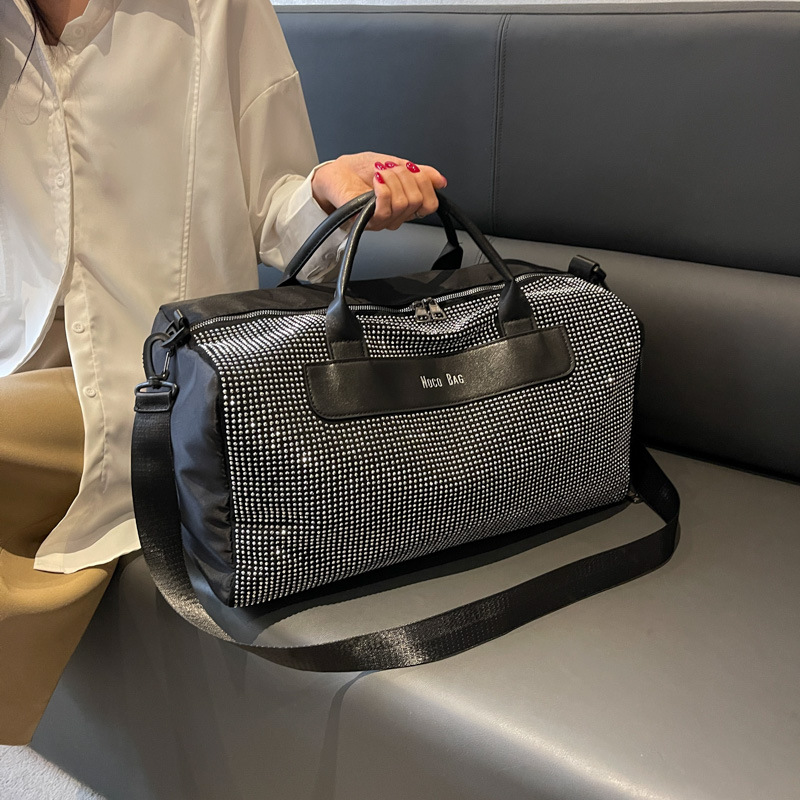 Travel Bag 2023 Women's short-distance yoga sports fitness bag independent shoe warehouse Diamond-embedded business trip boarding portable luggage bag