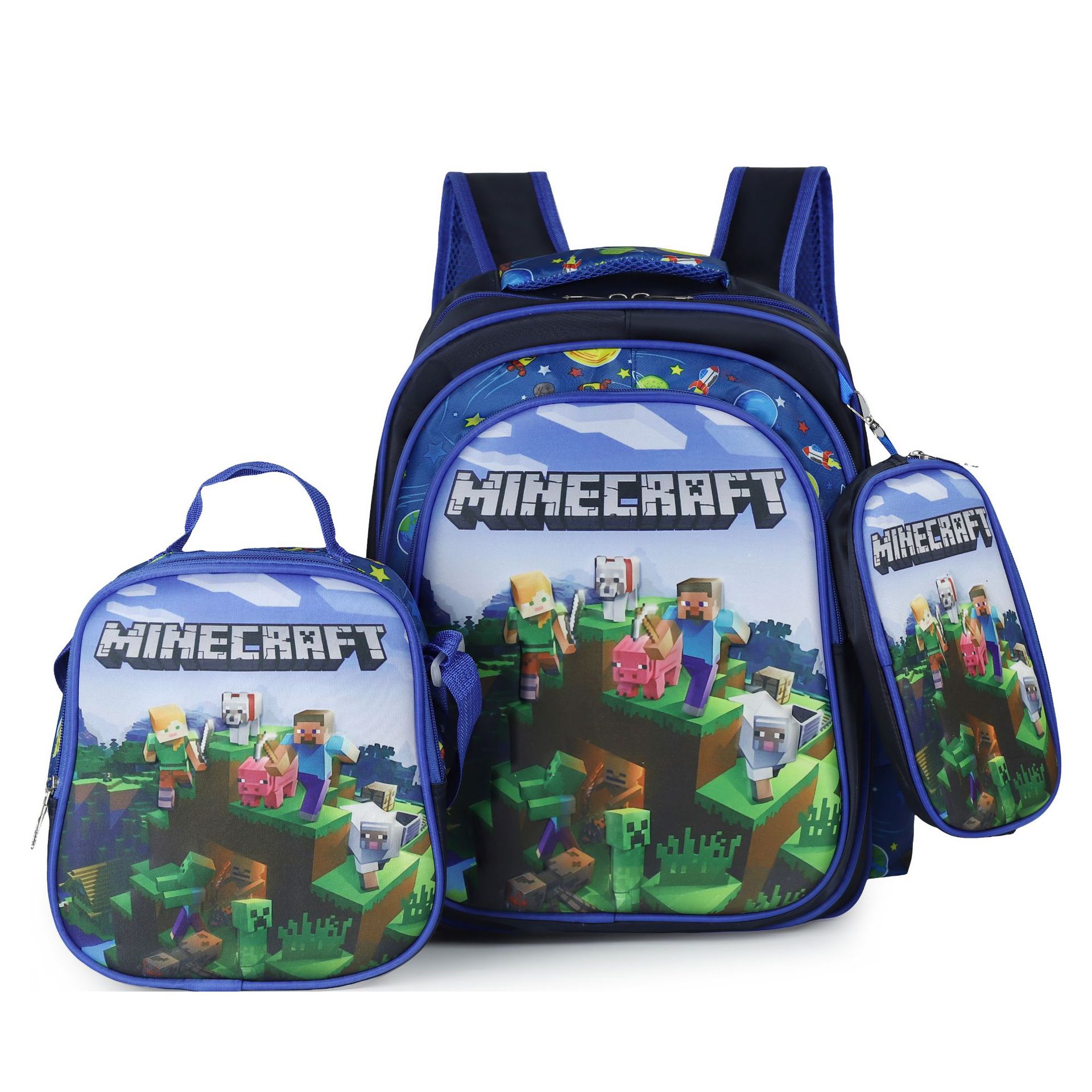 Picture of Cross-border three-piece children's schoolbag 16-inch sleeved pull rod large capacity 3D hard shell labubu kindergarten schoolbag