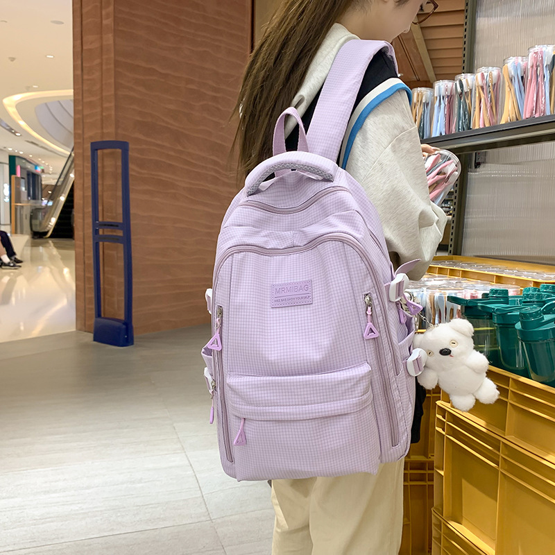 Picture of Cross-border school bag 2024 new small fresh solid color beginning Senior high school student school bag candy color large capacity backpack