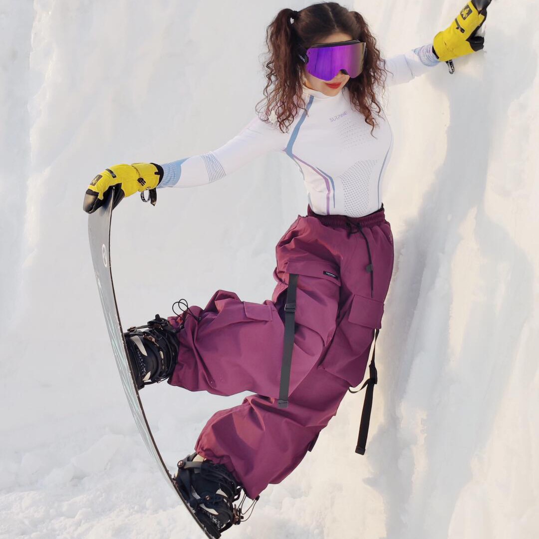 American Functional Single-Board Windproof and Waterproof Snow Pants for Men and Women with Multiple Pockets, Small Potato Ski Outerwear Casual Pants