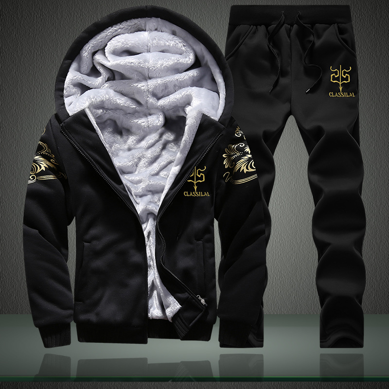 Picture of Cross-border Men's Casual suit Men's Autumn and Winter fleece-lined Warm Cotton Clothes Youth Training Sportswear Baseball Clothes