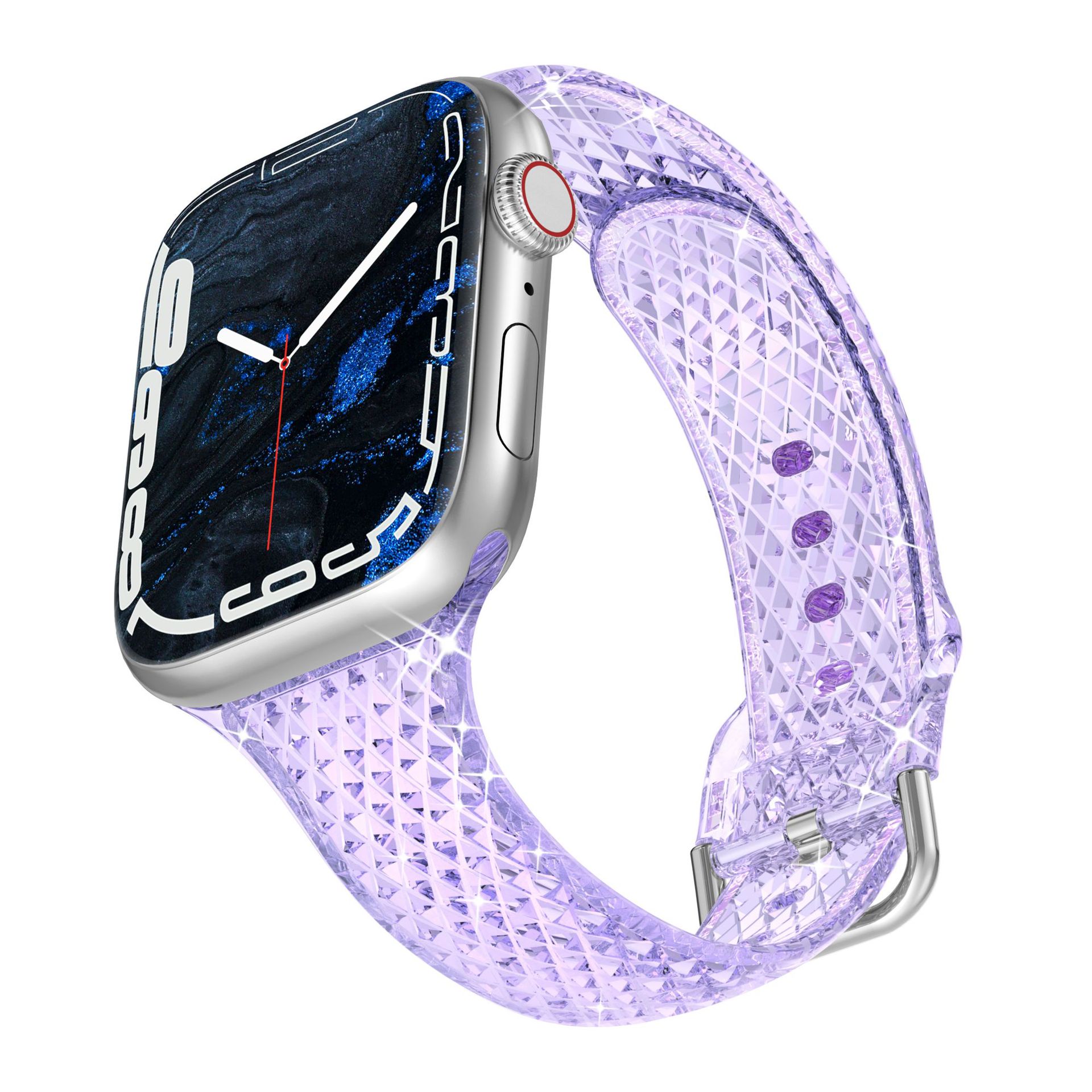 Picture of For Apple Watch Strap appleiwatch1-10 Generation S9 Diamond Pattern TPU Fine Strap Transparent Women's New