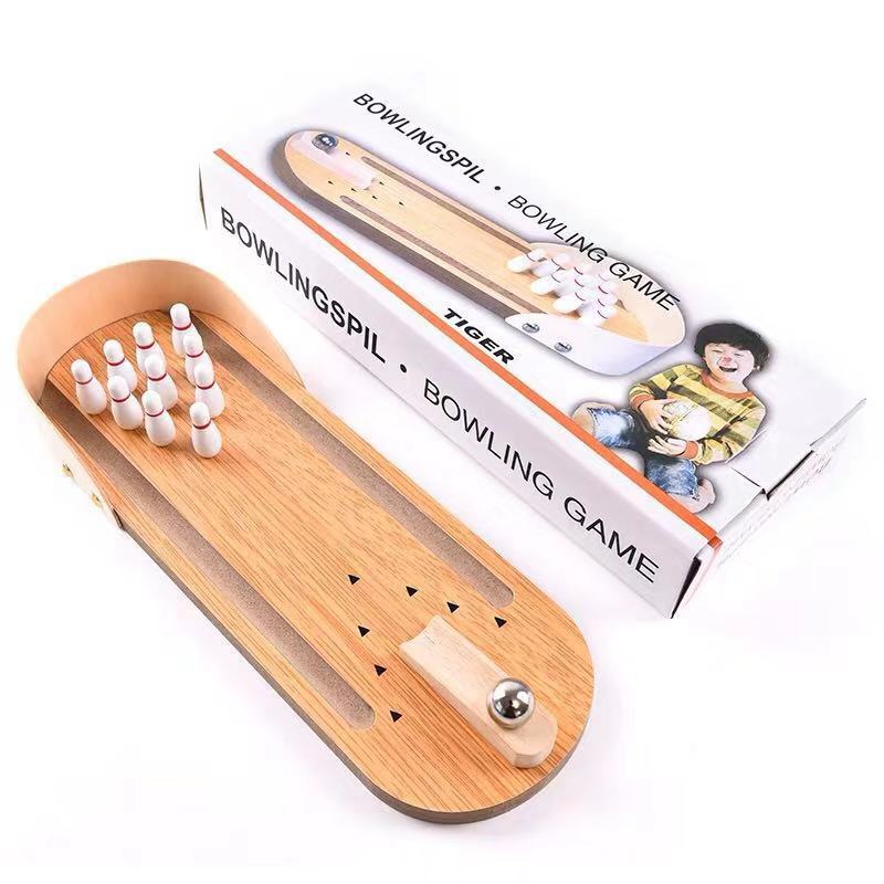 Picture of Wooden Mini Bowling Parent-Child Interactive Desktop Game Indoor Game Ball Boys Girls Children Toy Gift