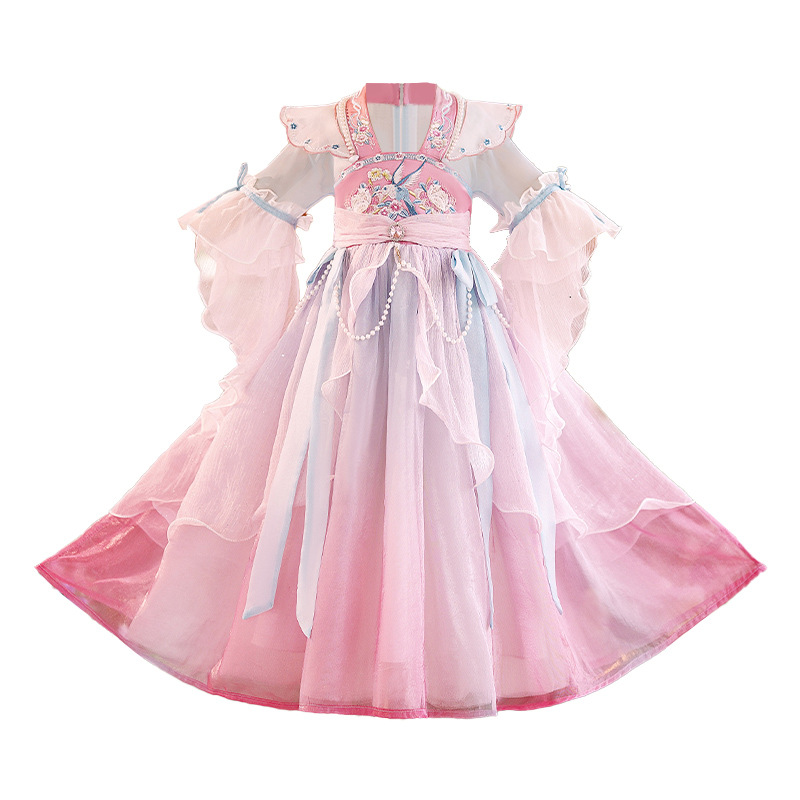 Picture of Wholesale girls Hanfu dress Chinese style ancient costume skirt 2025 new summer big children retro princess skirt