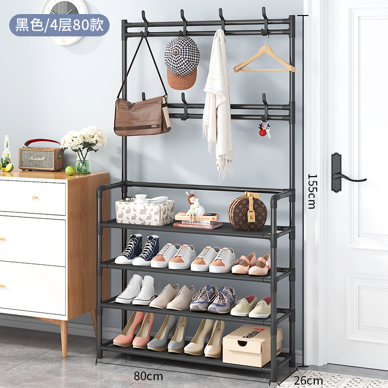 Picture of Coat Rack Bedroom Indoor Dormitory Clothes Rack Household Simple Storage Rack Simple Floor-Standing Multi-Functional Combination Shoe Rack