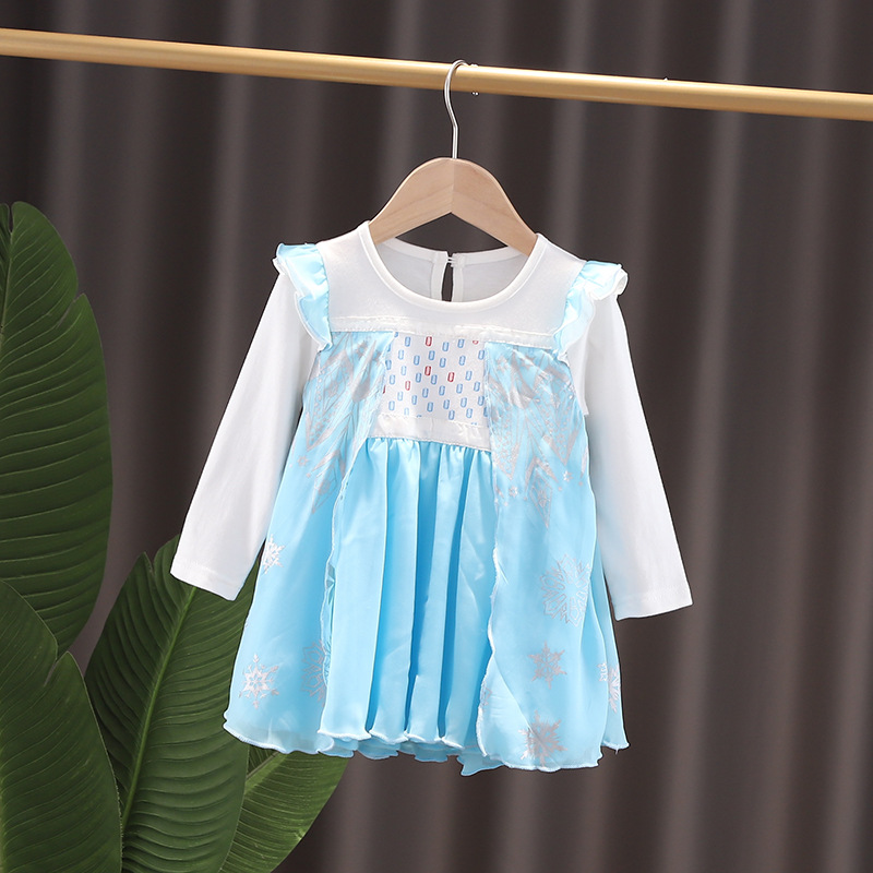 Picture of Foreign Trade Children's Clothing 2025 New Long-Sleeved Cotton Girls Dress Elsa Mermaid Princess Dress Halloween Costume
