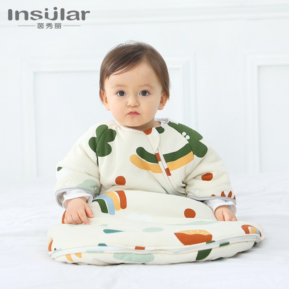 Picture of Yinxiuli Autumn and Winter Baby Sleeping Bag Children's Bean Velvet Thickened Kick-proof Quilt Four Seasons Soothing Baby Sleeping Bag Cross Border