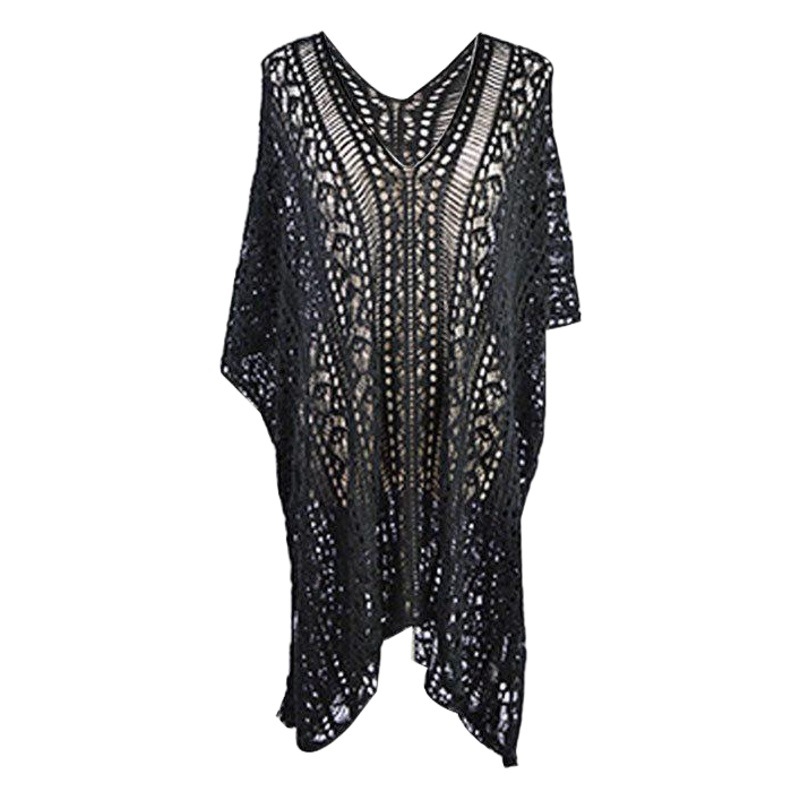 European and American Knitted Cut Out Loose Sexy Vacation Beach Bikini Cover-Up Sun Protection Clothing Women's Swimsuit Jacket Women's Cover-Up