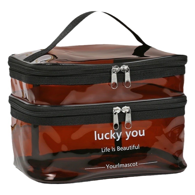 Cosmetic Bag Women's Large Capacity Portable Toiletry Bag Box Waterproof Cosmetics Travel Storage Bag Wholesale Transparent Style Simple