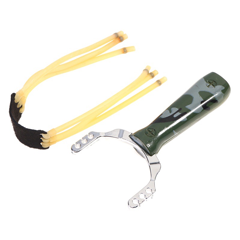 Camouflage Wild Wolf outdoor Slingshot three card latex tube rubber band Bow zinc alloy wood grain shooting fishing card ball slingshot