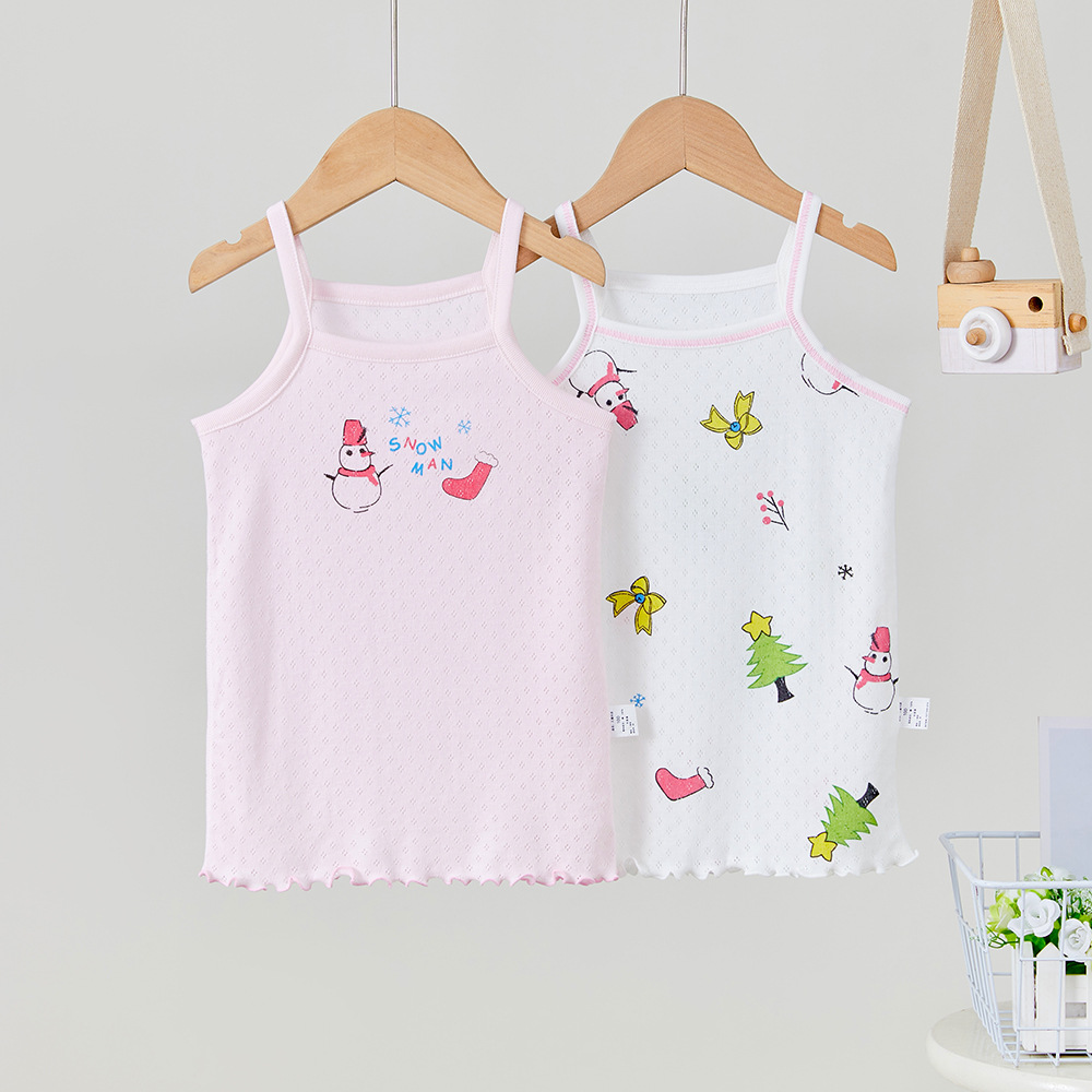 Picture of Children's Sling Mesh Girls' Light and Breathable 100 Cotton Japanese Style Home Clothes Bottoming Shirt Vest Wholesale