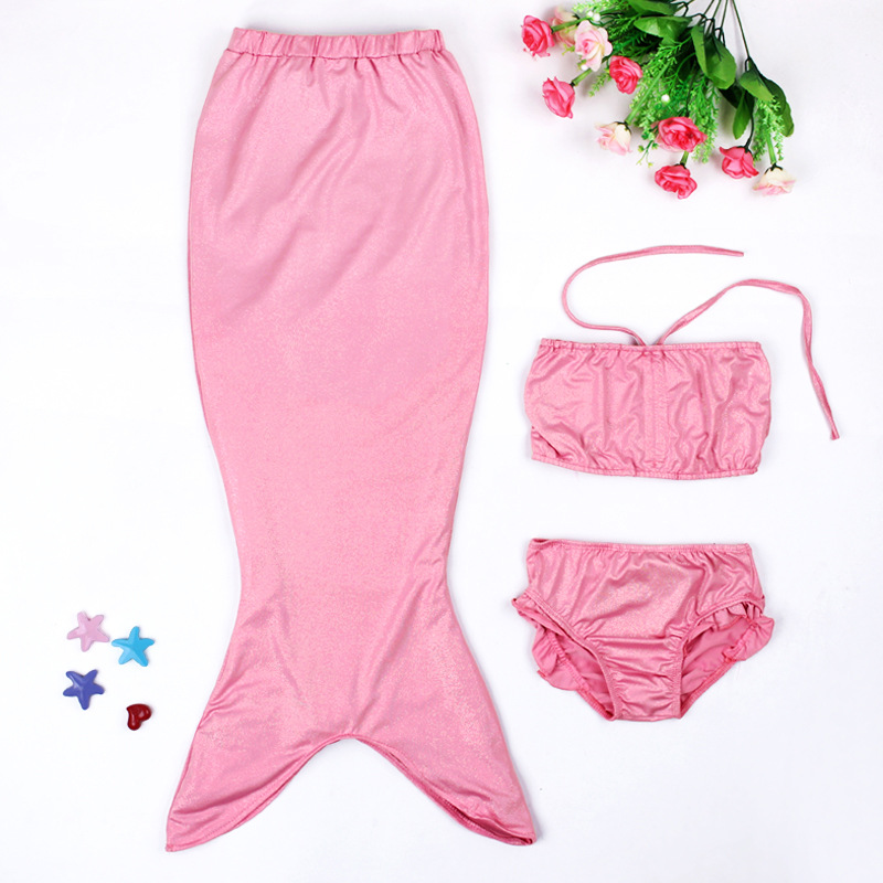 Picture of Foreign Trade European and American Popular Girls' Hot Silver Mermaid Swimsuit Three-Piece Set