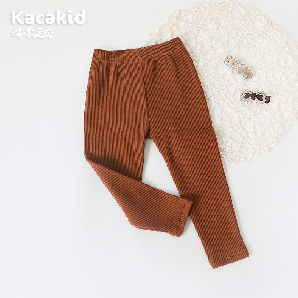 Picture of Girls' Autum Outer Leggings, Category a Cotton Kidsren's Pants, Kidsren's Clothing, Boys' Linen Pants, Elastic Pure Color Baby Pants