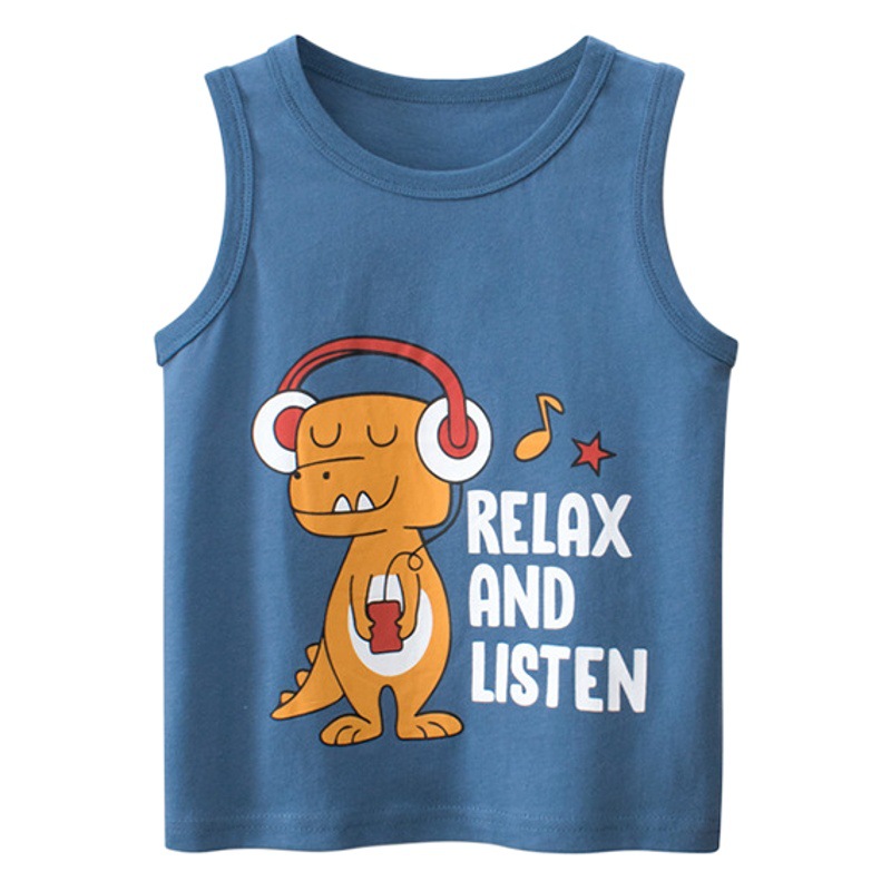 27kids Korean children's clothing wholesale male baby clothes dinosaur cartoon children's vest cross-border supply factory direct