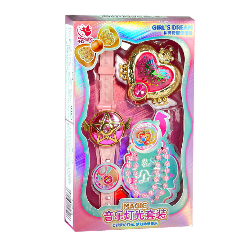 Picture of Flower Fairy Magic Necklace Fantasy Watch Set Magic Colorful Lights Sound Effect Pendant Chain Little Magic Fairy Luminous Toy