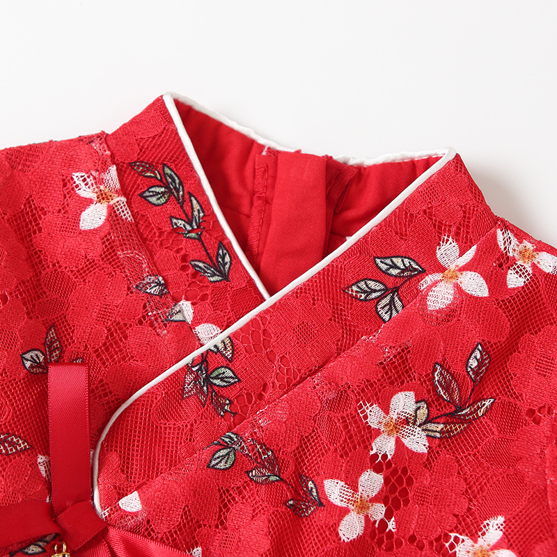 Picture of 2025 autumn new baby girl cheongsam ancient costume Chinese style little girl dress puffy yarn princess dress 9252