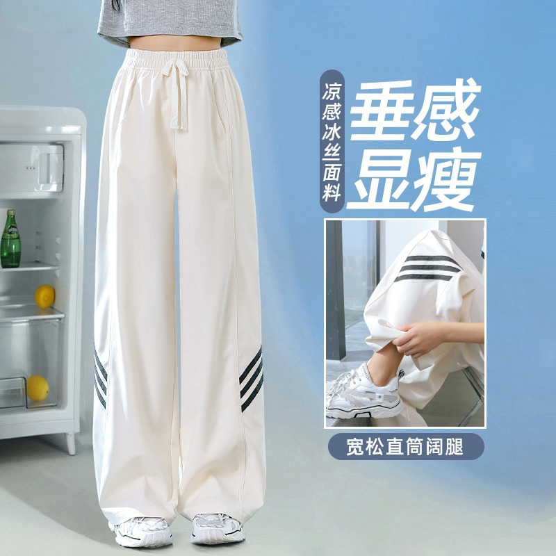 Picture of Girls' Wide-leg Pants Summer Sports Pants Children's Ice Silk Quick-drying Straight-leg Pants Big Children's Thin Student Casual Wear Pants