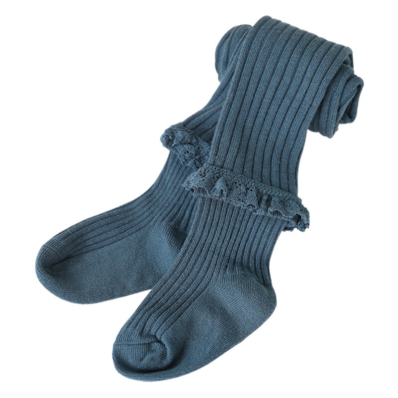 Children's socks autumn girls solid color lace pantyhose baby dance socks baby a class cotton socks wholesale