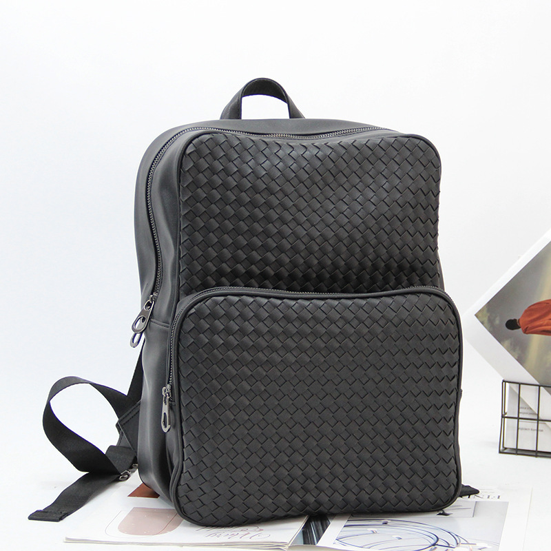 Korean style woven business backpack trendy computer bag fashionable large capacity travel backpack simple student schoolbag