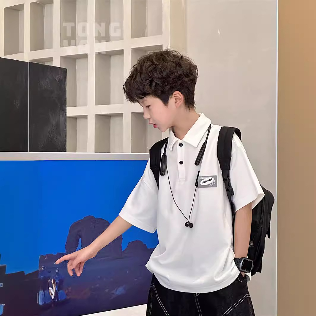 Picture of Children's clothing Boys' short-sleeved T-shirt polo shirt Summer 2024 new summer medium and big children's summer cotton shirt fashion