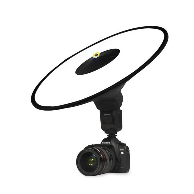 Picture of Camera Top 30/40 Flash Round Gray Card Soft Light Cover Black and White Cloth Cover Cone Type Soft Light Box Silver Whiteboard