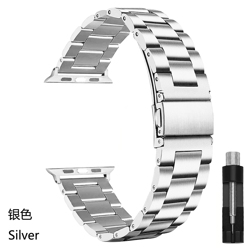 Picture of Suitable for Apple Watch Solid Stainless Steel Three-Bead Metal Business Strap