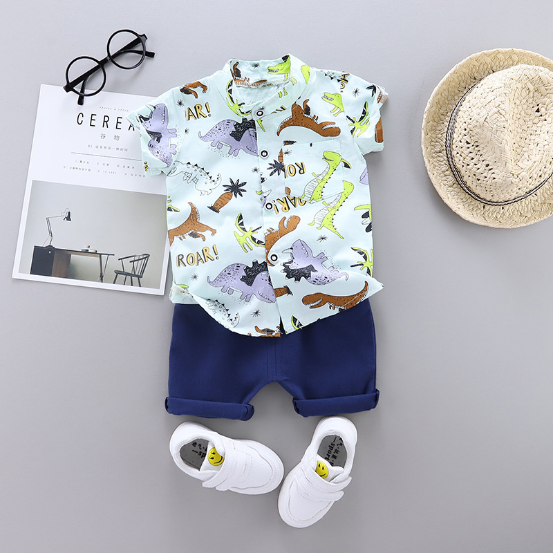 Picture of Summer New Children's Clothing Korean Style Boys and Infants Suit Cartoon Shirt Short-Sleeved Suit Manufacturer Foreign Trade Wholesale Trend
