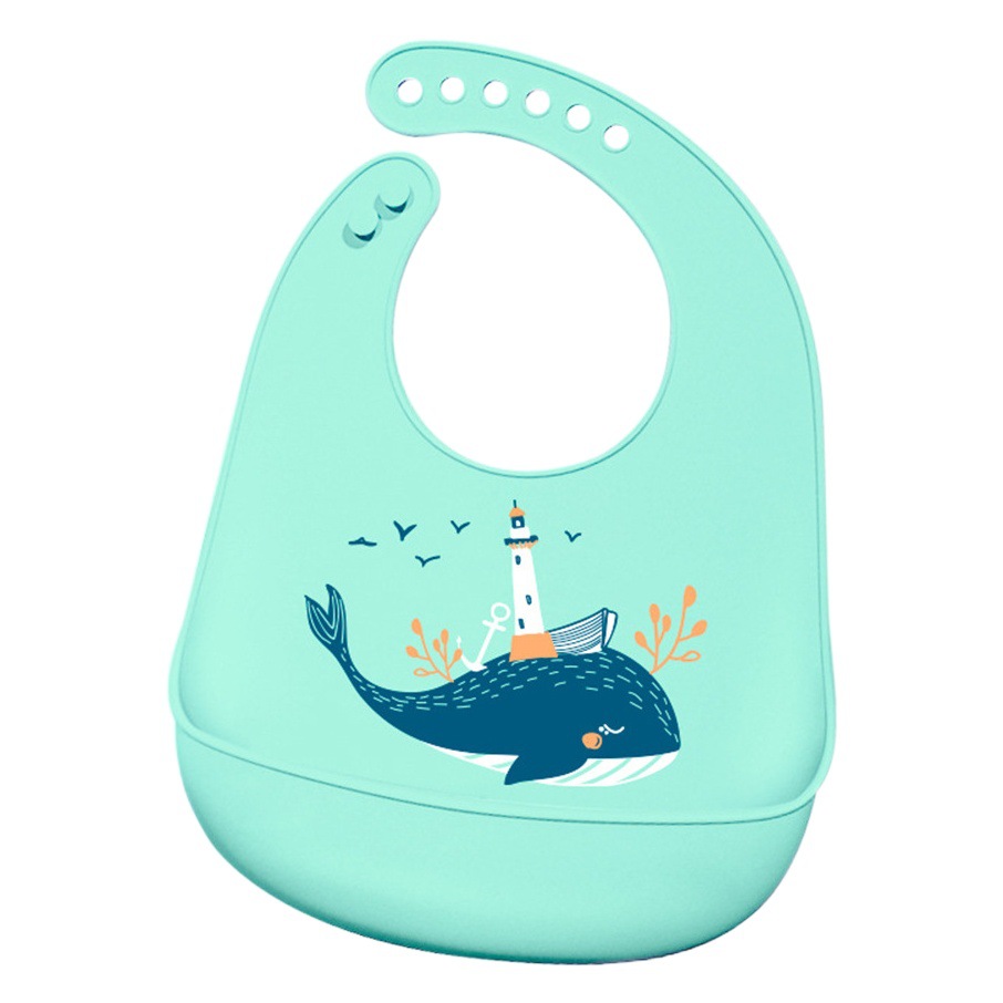 Baby Dining Bib Stereo Silicone Baby Waterproof Super Soft Food Food Bucket Children Children's Slippery Bucket Wash-Free Cross-Border