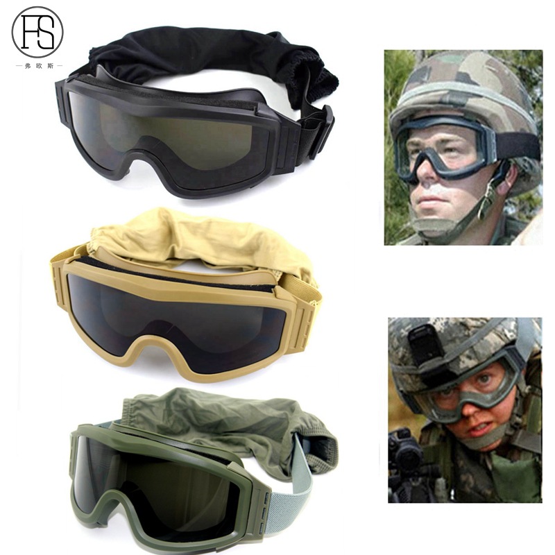 Picture of Cycling goggles goggles Tactical goggles windproof goggles explosion-proof three pairs of lens set riot goggles spot