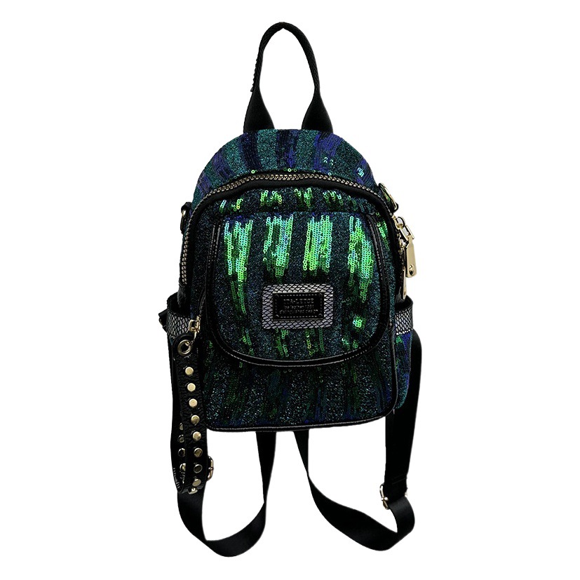 Stylish Sequin Backpack 2025 New Fashion High-end Genuine Leather Small Bag All-match Women's Niche Backpack Trendy