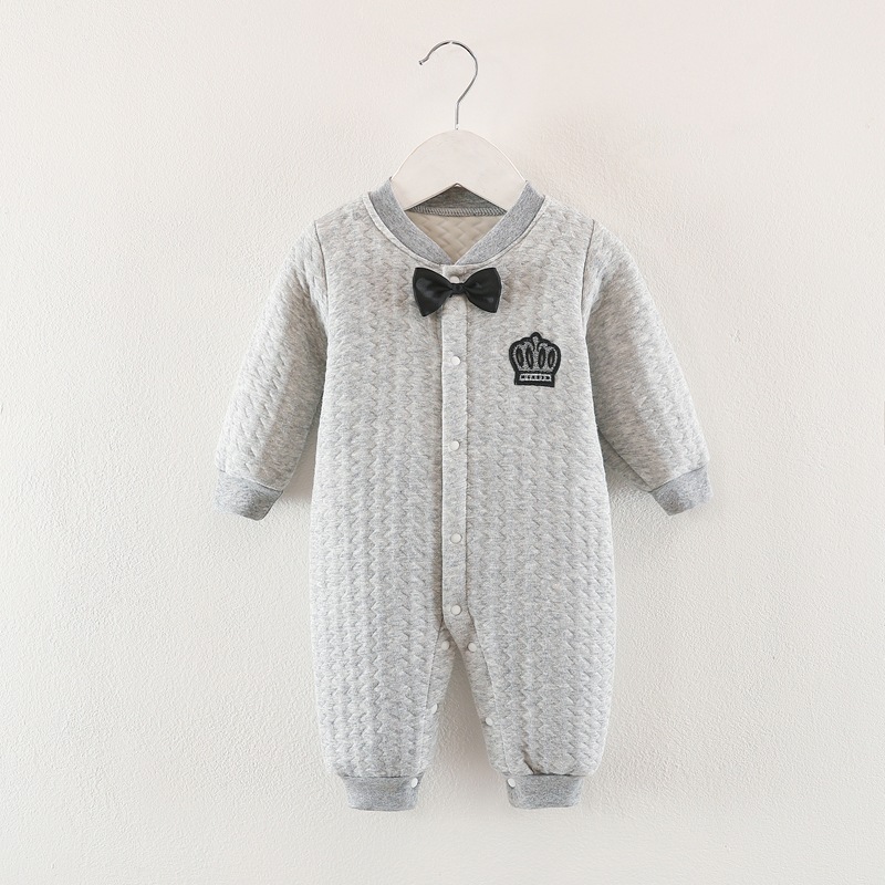 Picture of Baby's one-piece clothes for autumn and winter short-sleeved cotton three-layer warm baby thickened newborn climbing clothes with zipper