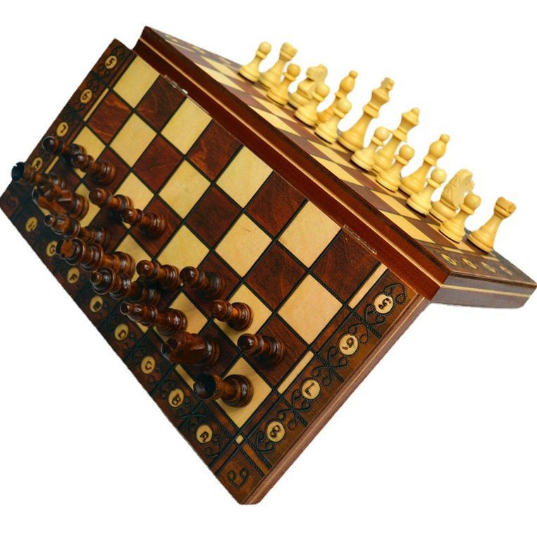 Picture of Factory direct wooden magnetic chess 3 in 1 set portable foldable educational competitive board game toys