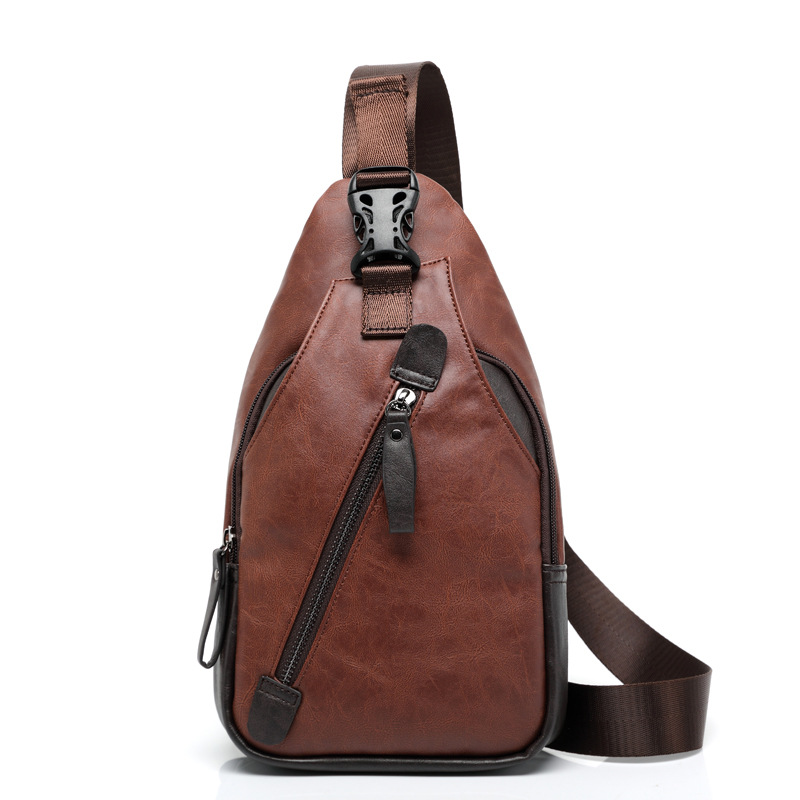 Picture of Wholesale New Korean Style Pu Leather Men's Chest Bag, Fashionable Shoulder Bag, Crossbody Bag, Hanging Bag, Cycling Backpack