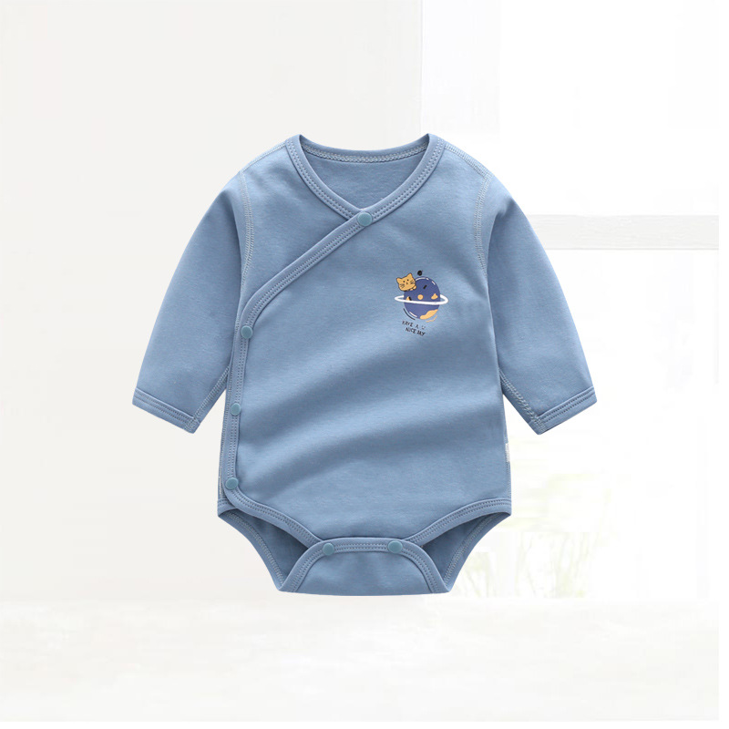 Picture of Factory wholesale autumn and winter new baby clothes cotton long sleeve children's jumpsuit boneless partial open fart clothes