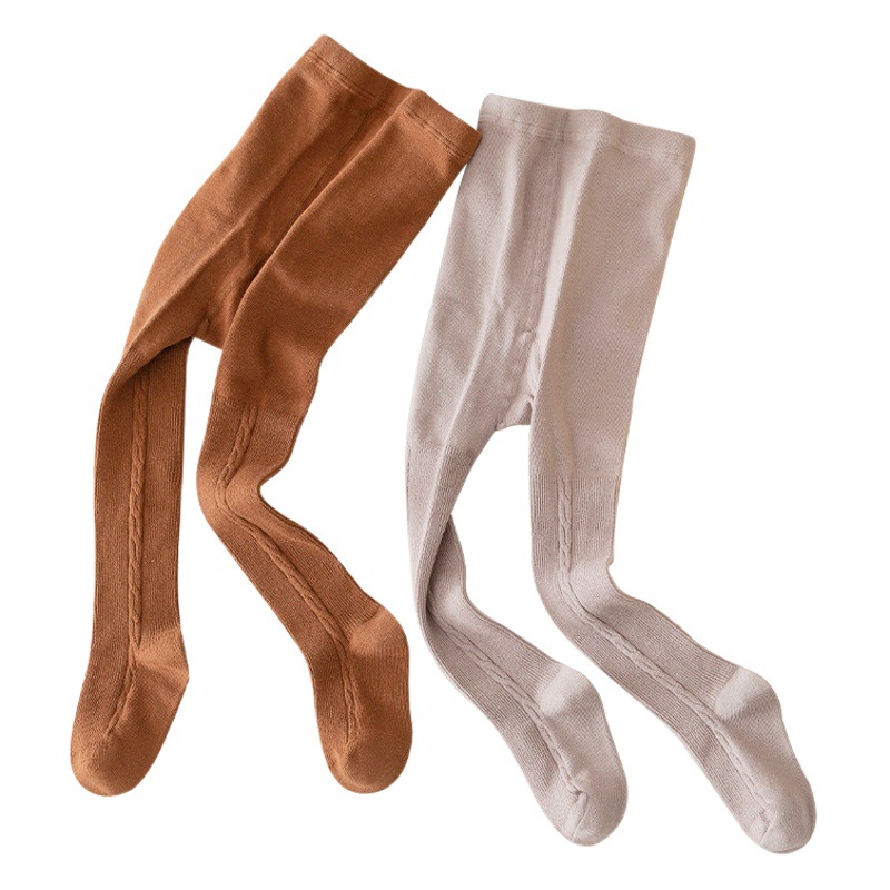 Girls' Leggings 2025 Spring and Summer New Style Kidsren's Leggings Hemp Pattern Pure Color Girls' Pantyhose Wholesale