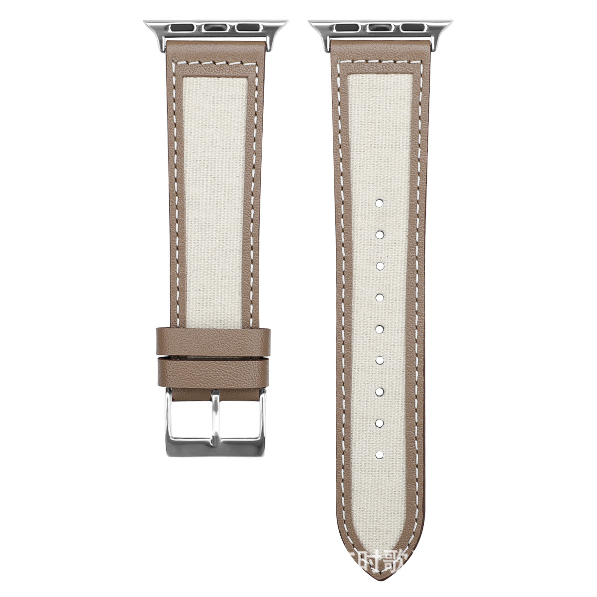 Picture of For Apple Watch iWatch987 Genuine Leather Canvas Strap applewatchs10 Color Contrast Strap in stock