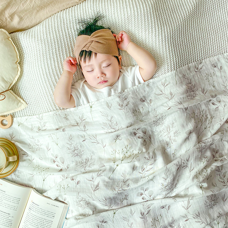 Muslin Baby Gauze Wrap Bamboo Cotton Bath Towel Baby Blanket Blanket Newborn Wrap Single Swaddle Gauze Blanket