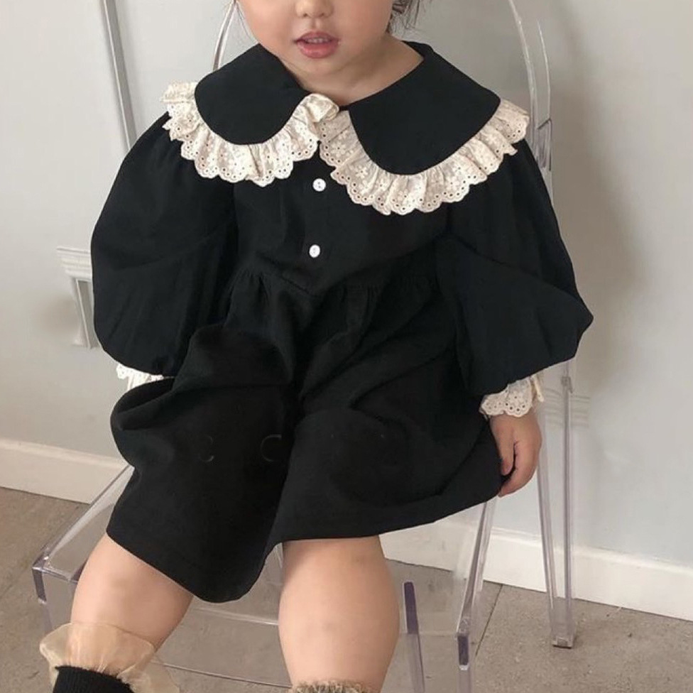 Picture of Ins Autumn New Korean Style dress Girl Baby Lapel Lace dress Princess Dress Dress 2