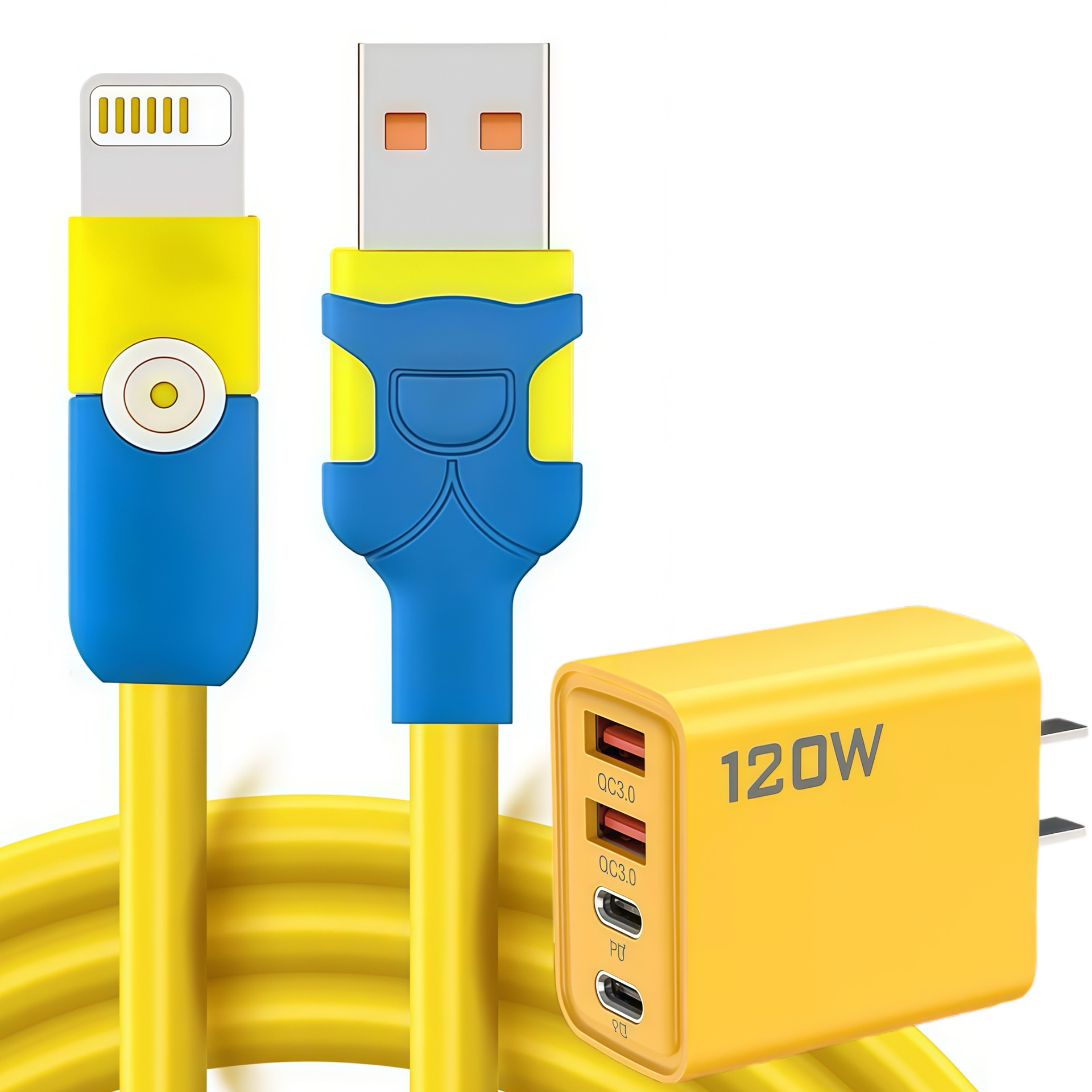 Picture of Blue classmate cartoon fun data cable for Apple Huawei millet glory mobile phone super fast charge Android flash charge