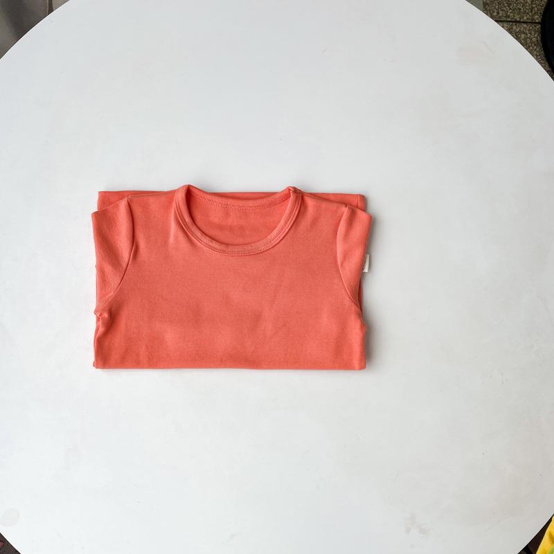 Picture of 2023 Children's Cotton Long-sleeved T-shirt Base Shirt Spring and Autumn Loose Solid Color Round Neck Sanding Top for Boys and Girls