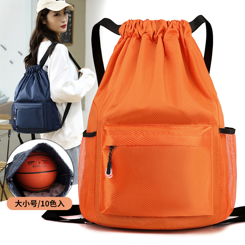 Picture of New Outdoor Mountaineering Backpack for Women Oxford Cloth Simple Pure Color Drawstring Flap Pocket Pants Advertising Printable Logo Backpack