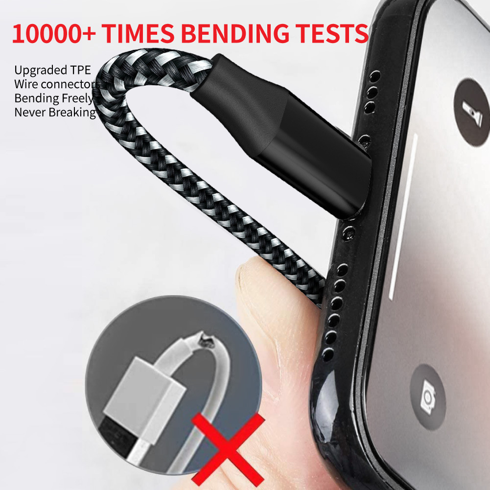 Picture of Fast Charging Data Cable Manufacturer Wholesale Suitable for Apple iPhone Android Mobile Phone Nylon Braided USB Charging Cable