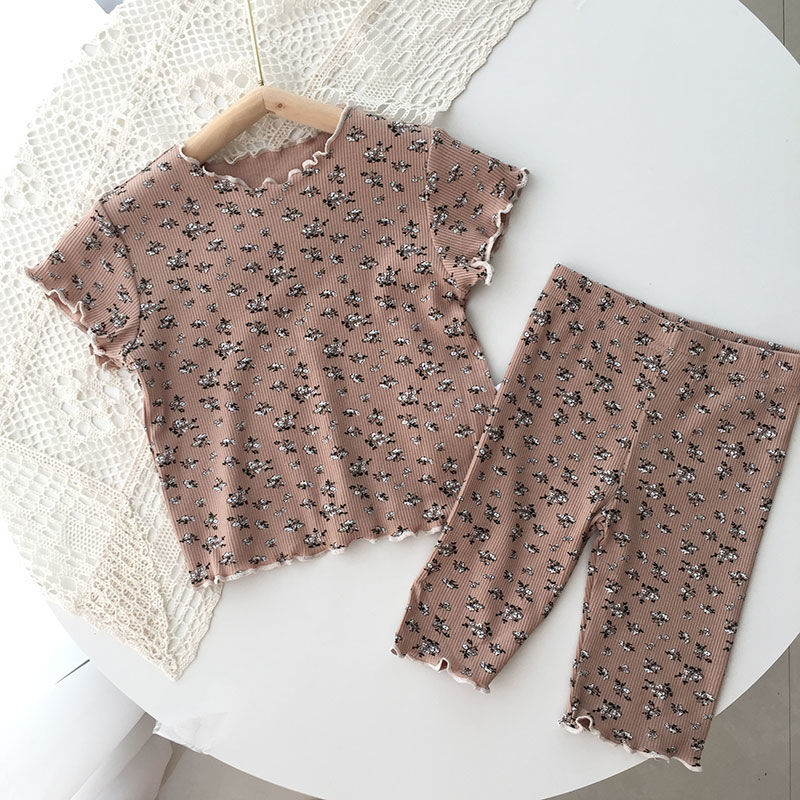 Picture of Children's pajamas Ice Silk Summer New Girls' Outfit Short-sleeved Floral suit Summer Two-piece Set