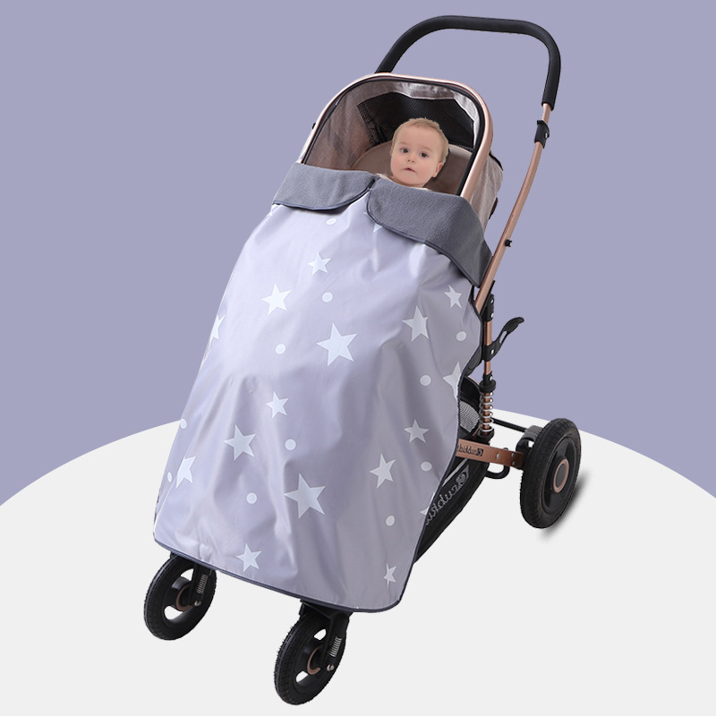 Picture of Autumn and Winter Baby Stroller Windshield Cover Blanket Strap Waist Stool Weatherproof Baby Blanket Thickened Warm Fleece
