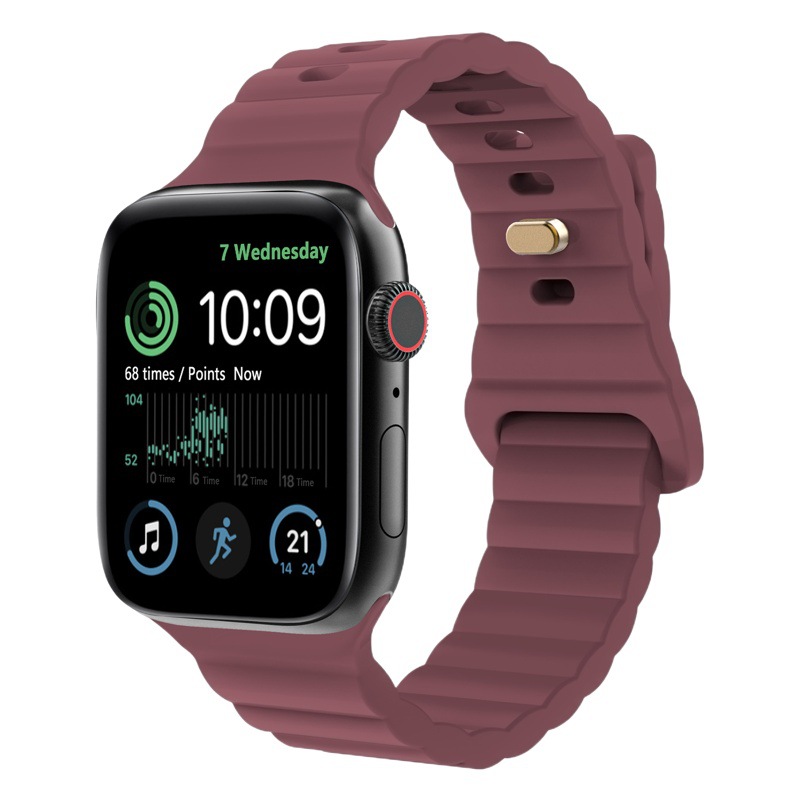 For Apple Watch iwatch1087654 Silicone Strap applewatch9 Lightning Buckle Wave Pattern Solid Color