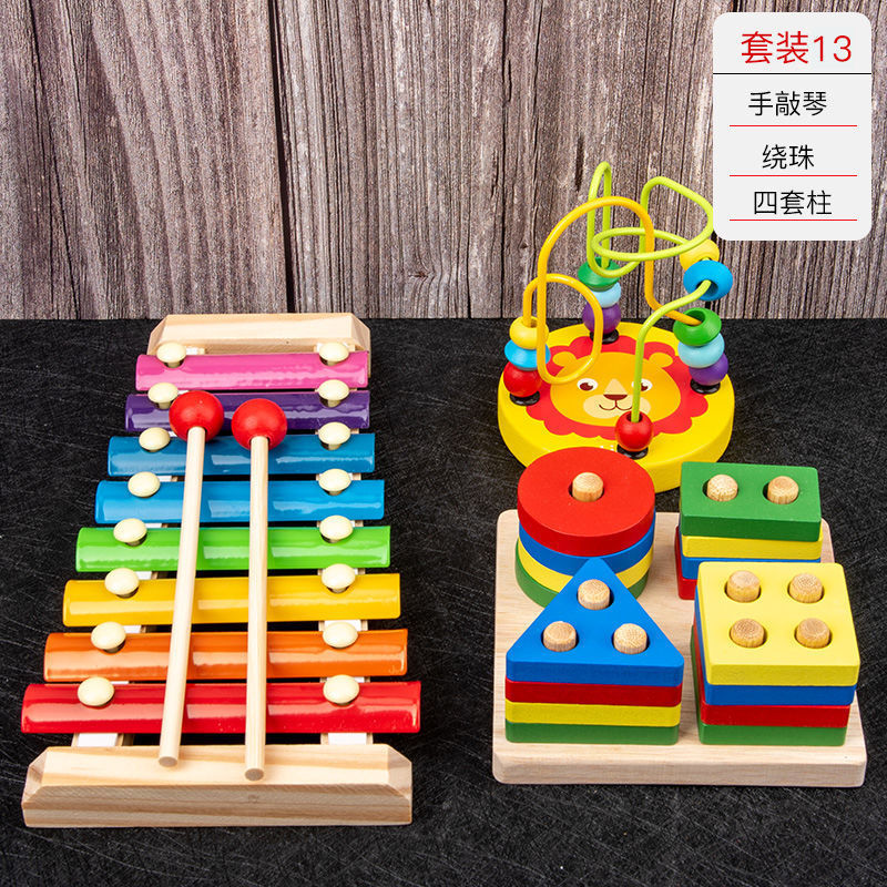 Picture of Percussion Musical Instruments Infants 0-1-2 Years Old Music Enlightenment Wooden Eight-tone Accordion Educational Music Toys