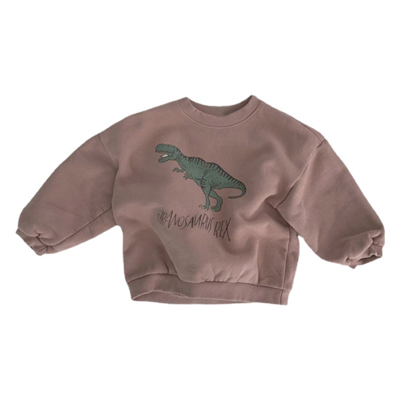 Children's ins Korean Style Autumn and Winter New Top for Boys and Girls Baby Western Style Cute Cartoon Dinosaur Long Sleeve Trousle Sweater t
