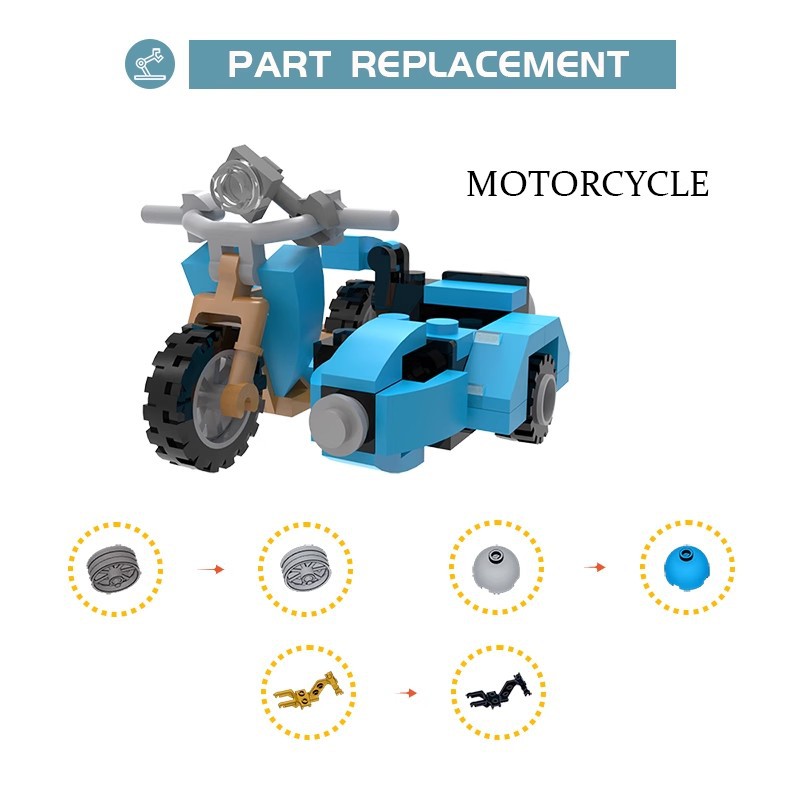 Picture of MOC building blocks compatible with Lego 67636 Higer's motorcycle Harry Potter small particles assembling toys