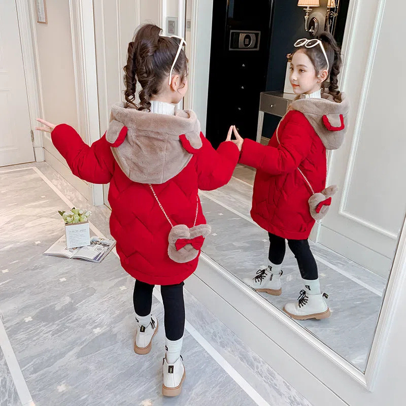 Picture of Girls' cotton-padded clothes Winter 2022 new medium and large children's little girl fleece-lined thickened Winter Children's cotton-padded coat cotton-padded coat